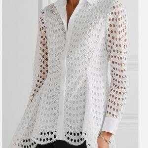 Lela Rose daisy embroidered blouse